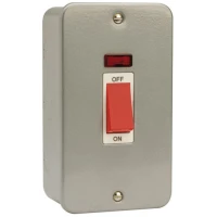 Click CL203 Cooker Switch 2Gang Neon 45A Metal Clad